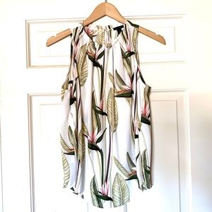 Ann Taylor Tropical Birds of Paradise Print Blouse